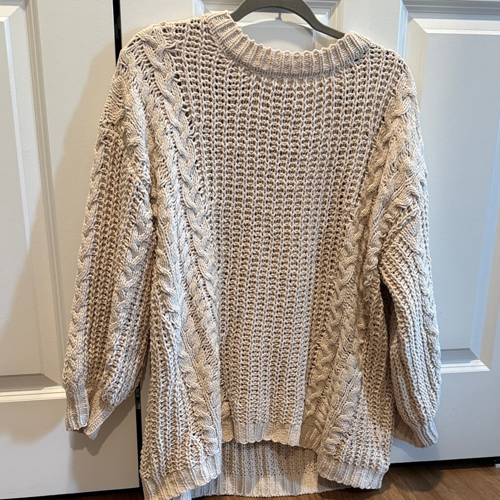 Pink Lily Textured Cream Sweater